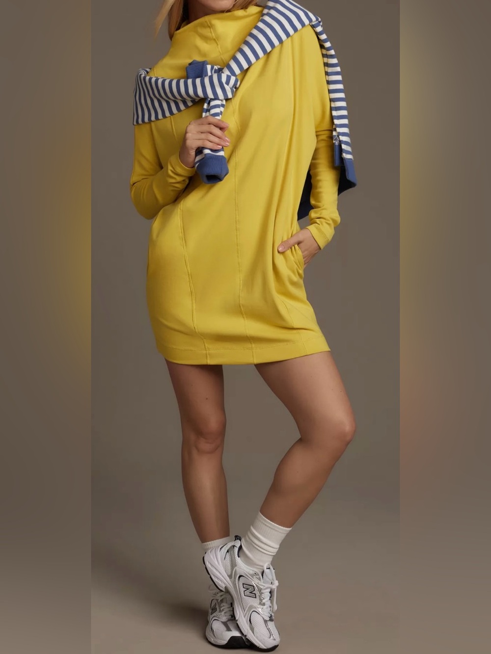 Daily Practice by Anthropologie Yellow Long Sleeve Tunic Dress - Size XS NWT